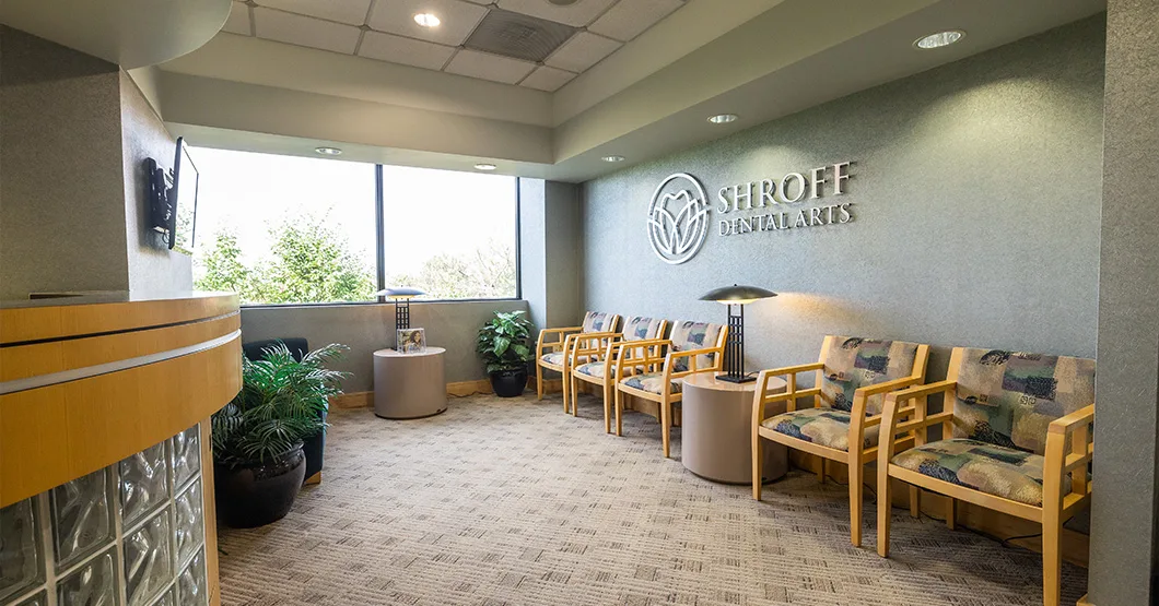 Bright reception lounge with large windows